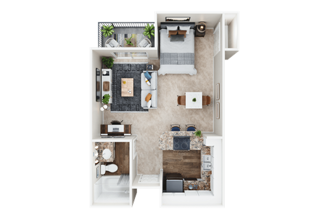 Floor plan for studio, 1 bath, 515 sqft